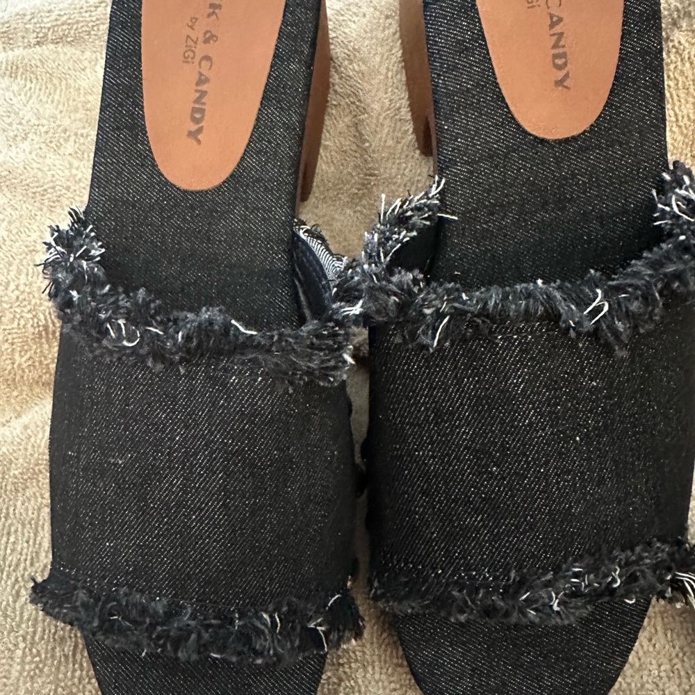 Rock & Candy Black Denim Studded Mules - Picture 5 of 7
